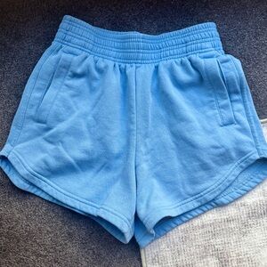 Light blue high-waisted sweat shorts
